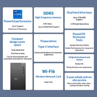Ordinateur de bureau Dell ECT1250 Tower, processeur Intel Core i3/i5/i7 de 13e génération, 8 Go/16 Go de RAM DDR5, SSD 512 Go/1 To, Windows 11 Pro, Wi-Fi, ordinateur de bureau