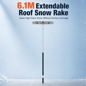 Rastrillo telescópico para nieve de techo de 1.48-6.1m con rueda, herramienta de eliminación de nieve de 5 secciones con mango de aluminio y plástico para techos, garantía de calidad - Product Image 1