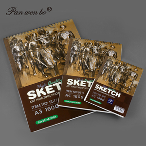 Panwenbo thiết kế mới A3 A4 A5 kích thước 160 GSM 20 Sheets phác thảo bản vẽ cuốn sách phác thảo cuốn sách vẽ giấy phác thảo - Product Image 4