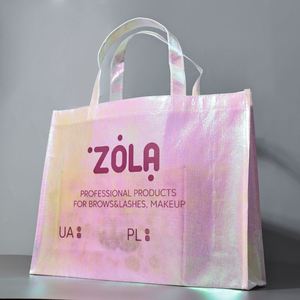 Sac fourre-tout holographique irisé non tissé, réutilisable, écologique, imperméable pour cosmétiques, maquillage des sourcils et cils, vente au détail, salon de beauté - Product Image 2