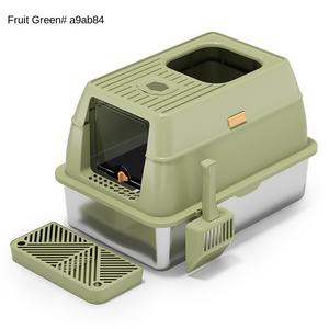 Caixa de Areia para Gatos Grande e Fechada em Metal Plástico Aço Inoxidável Modelo Fechado Suprimentos para Animais de Estimação - Product Image 3