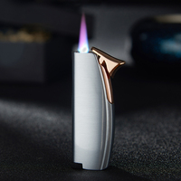 Vente en gros, lampe torche à Jet en métal, coupe-vent, briquet à gaz Portable électrique rechargeable au Butane, briquet à gaz pour la Promotion