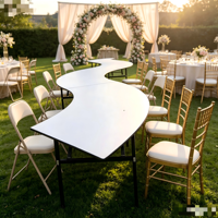 Tables pliantes serpentin en PVC et bois de haute qualité, idéales pour les mariages, les fêtes, les restaurants, les banquets et les événements.