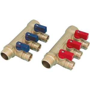 NINO 3/4 TIEMME Válvulas de bola 3 vías 1/2x16 Colector de palanca roja - Product Image 1