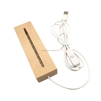 Base en bois massif personnalisée 15, 18, 20, 24, 30cm, bricolage, lampe de nuit LED 3D, base de lumière Led en bois, USB rectangulaire, Base Led en bois de 15cm
