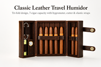 Étui à cigares rétro en cuir Crazy Horse pour 7 cigares, humidor de voyage portable à rabat, boîte de rangement en cuir véritable avec boucle, vente en gros