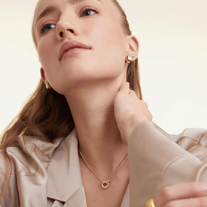 Collar Minimalista con Colgante de Doble Círculo Chapado en Oro Joyería de Moda para Mujer en Acero Inoxidable 316L - Product Image 2