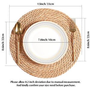 Tovagliette intrecciate in Rattan in sughero con tessuto naturale in giacinto d'acqua