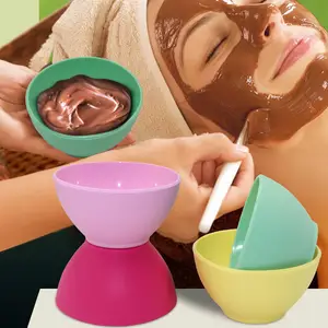 Koyu yeşil turuncu pembe beyaz dondurma silikon Mix kase yüz maskesi