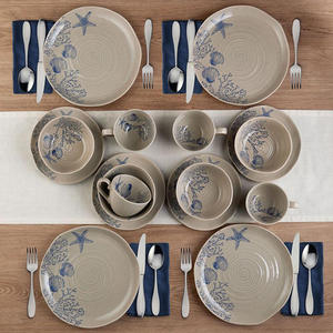 Juego de Vajilla de Cerámica de Lujo Moderno con Conchas Marinas Blancas, 16 Piezas, Bajo MOQ, en Stock - Product Image 3