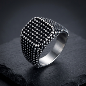 Anillo de compromiso vintage para hombre OEM con gema, estilo retro, personalidad, negro, de acero inoxidable 316L, joyería - Product Image 3