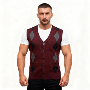 Chaleco de Punto Elegante para Hombre, Cuello en V, Sin Mangas, Grueso, con Características Antiarrugas y Antiretracción, para Otoño - Product Image 1