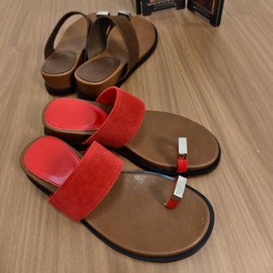 Fashion Trend Women Slides Open <b>Toe</b> Flat Heel Faux Suede Rubber Outsole Buckle Decoration Summer Sandals - Product Image 2