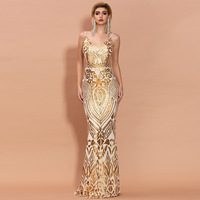 Große Brüste im sexy Abendkleid Hosenträger Pailletten Fischschwanz Skinny Backless Party Weibliche Kleider Sexy Abendkleid