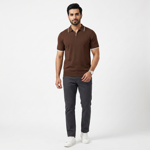 Camiseta de Manga Corta con Media Cremallera para Hombre, 100% Algodón, Verano, Alta Calidad, Informal, Buen Precio, Transpirable, Microfibra, Secado Rápido - Product Image 1