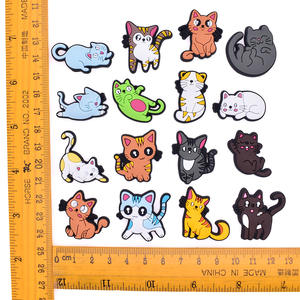 Cat Series Cute 3D Lovely Shape <b>Soft</b> PVC Rubber Unisex Garden <b>Shoes</b> Buckle Decoration Clog Charms - Product Image 2