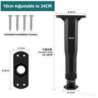 Pieds de meubles télescopiques en plastique, imperméables, réglables, de hauteur moyenne, pour cadre de lit, en forme de T, haute capacité de charge