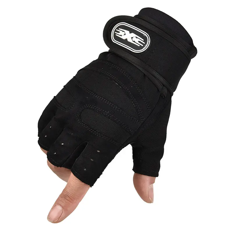 2023 Custom Logo Sports Workout Wrist Wrap Gel Pad Half Finger Fitness Outdoor Support Weightlifting Gym Gloves For Men