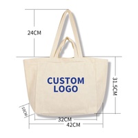 Tas Tote kanvas katun organik cetak kustom kualitas tinggi