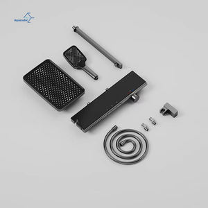 Diseño de lujo 3 funciones expuestas de gran tamaño Panel de sujeción Baño de gama alta Mezclador de ducha oculto de latón con termostato - Product Image 6