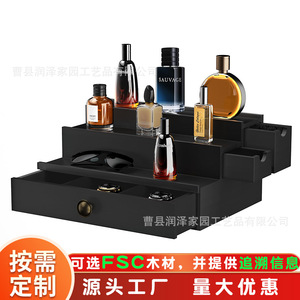 Perfume Storage Rack 3 Tier Black <b>Desktop</b> Organizer With Drawers For Watch Sunglasses Jewelry Display - Product Image 2
