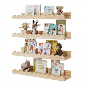 Lot de 4 étagères murales flottantes modernes en bois, multifonctionnelles pour le rangement des épices, salon, chambre d'enfant, chambre de bébé, cuisine - Product Image 3