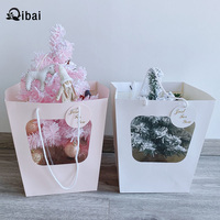 Qibai trapèze chérie sac fourre-tout fleur créative saint valentin fenêtre bouquet avec sac cadeau sac de fleurs