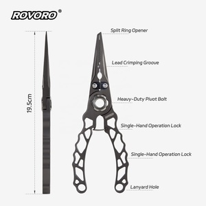 Pince de pêche ROVORO Tackle 19,5 cm 185 g en acier inoxydable CNC pour la pêche aux leurres, eau salée et eau douce, système de verrouillage automatique multifonctionnel - Product Image 2