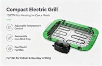 Barbecue électrique d'intérieur, contrôle de température réglable, portable, de table, 1500W, usage domestique, US