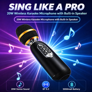 Microfone Sem Fio Portátil, Sistema de Microfone Karaoke, Suporte para Gravação de Voz para Estúdio - Product Image 2