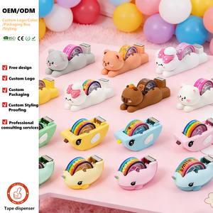 Dispenser di Nastro Adesivo Stile Misto Panda e Gatto, Confezionato in Scatola Espositiva in PVC, Cancelleria per Ufficio - Product Image 1