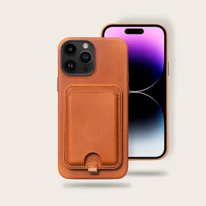 Da chính hãng đứng Wallet trường hợp điện thoại cho Iphone 14 Pro da từ trường hợp điện thoại