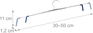 Ensemble de 10 cintres à pantalons en fer antidérapants, gain de place, spirale extensible pour pantalons et jupes, largeur 30-50 cm, argent - Product Image 4