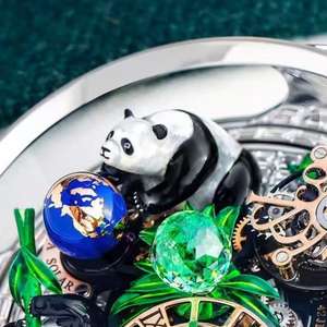 Montre mécanique automatique haut de gamme avec mouvement tourbillon, bracelet bleu et design gravé Panda - Product Image 5