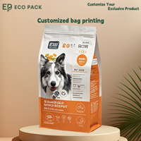 Sacs refermables à huit soudures ECO PACK personnalisés avec valve, qualité alimentaire, pour aliments pour animaux (snacks pour chats et chiens) (BOPP/VMPET/PE)