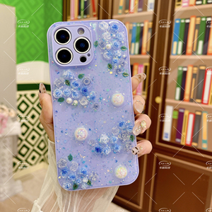 2025 Nhà Máy Tùy Chỉnh 3D Hoa Ngọc Trai Long Lanh Kim Cương Bling TPU PC Bảo Vệ Trường Hợp Đối Với iPhone 15 16 Pro Max Phụ Nữ Phụ Nữ Phụ Nữ Điện Thoại Bìa - Product Image 3