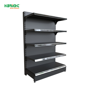 <b>Wood</b> Grain Supermarket Shelf 4 Tier Retail Display Rack Freestanding Grocery Store <b>Shelving</b> - Product Image 2