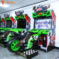 Máquina de Juego de Carreras de Motos Arcade, Simulador de Carreras GP Operado con Monedas, Pantalla HD, Marco de Metal y Plástico, 2 Jugadores, Movimiento, Inglés