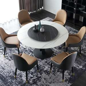 Bàn Ăn Tròn Sang Trọng Với Bàn Xoay Cho Gia Đình Căn Hộ Nhỏ Bàn Ăn Bắc Âu Kết Hợp - Product Image 2