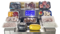 Versehoudende PVC-clingfilm tray-wikkel- en verzegelmachine voor supermarktvoedsel, fruit, groenten en vleesverpakkingen