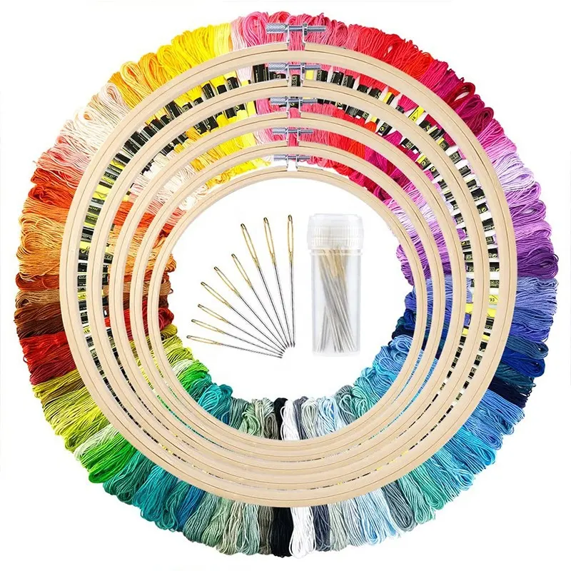 135 Pieces Embroidery Kit with 100 Colors Skeins Embroidery Thread Floss Cross Stitch and Needles for Beginner