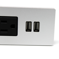 Prise de courant encastrée de table BY213 avec prise américaine 125V, en métal argenté, avec ports USB-A, pour la maison et le bureau