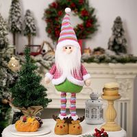 Entzückende Bunte Weihnachtsdekoration Ausziehbare Gnome & Einziehbare Schneemann-Puppen mit Gestreiften Beinen Weihnachtsmann-Figuren