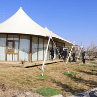 Rumah Pondok Prefabrikasi Tenda Glamping Mewah Berbentuk Oktagonal untuk Resor Liburan