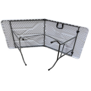 Modern Durable Outdoor Folding Portable Plastic & Steel Commercial Oblong Dining <b>Table</b> White+Green for School & Hotel Use - Product Image 4