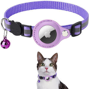 럭셔리 Airtag Cat Collar-반사 안전 분리 버클 조절 가능 22-34cm 소프트 나일론 PU (반려동물용 탈착식 벨 포함) - Product Image 5