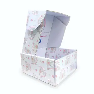 CMYK printing Corrugated Custom Folding Pink Paper 3 ply mailer box kids clothing packaging shipping box