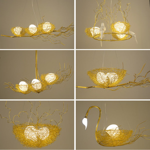 Modern Bird Nest Chandelier Round E27 Incandescent <b>Light</b> For Living Room <b>Dining</b> Room Nordic Style Pendant Lamp - Product Image 3