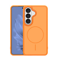 Coque de téléphone antichoc givrée magnétique 360° en métal avec anneau, anti-traces de doigts, compatible avec la charge sans fil, pour S26 S25 (TPU+PC)