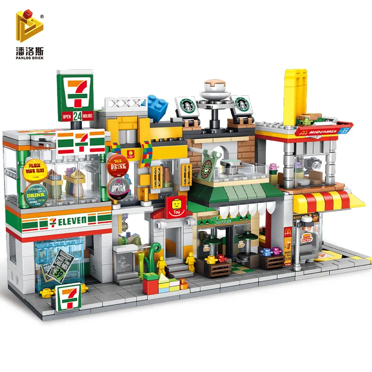 PANLOS 657045 DIY Building Block Cheap Diy Mini City Modern Buildings Mini Streetview Bricks Gift Toy